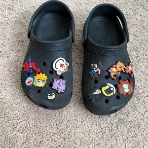 CROCS Kids Black Sandals with Cartoon Charms